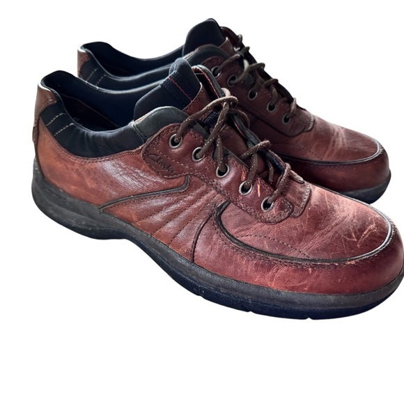 Clarks Brown Leather Travel Trek Shoes Men Size 8.5 - Picture 3 of 6